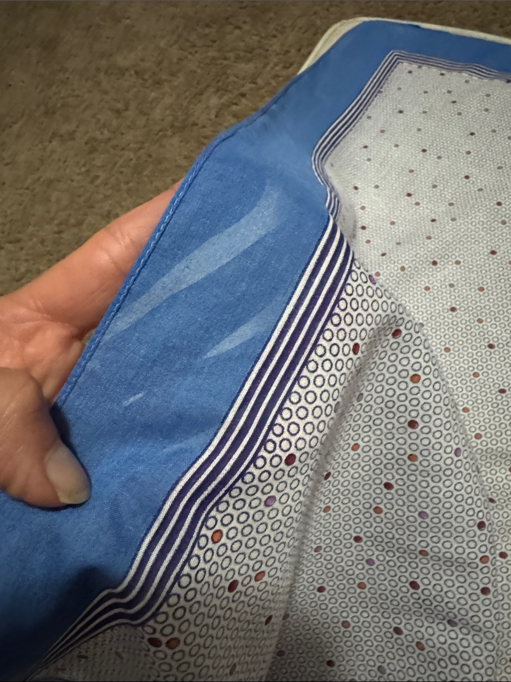 Vintage Cotton Scarf-White & Blue/Retro Dot Print-Square-EUC - Picture 8 of 14